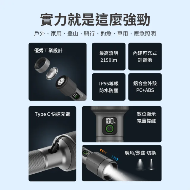 【Philips 飛利浦】SFL5101 長距離2150流明 IP55防水變焦鋁合金手電筒
