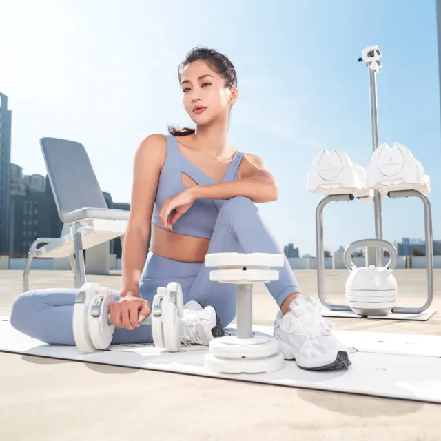 【BYZOOM FITNESS】Pure Series12.5KG(27.5LB) 可調式啞鈴*2+(30LB) 可調式壺鈴+啞鈴專用架+ 專用槓鈴桿