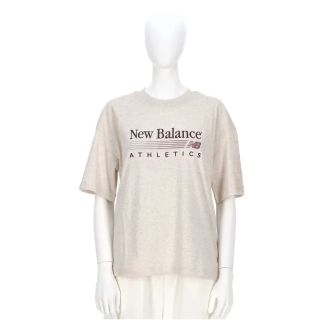 【NEW BALANCE】女款 杏色 寬鬆 復古 Logo T恤 運動 休閒 短袖 WT6297MKLIT