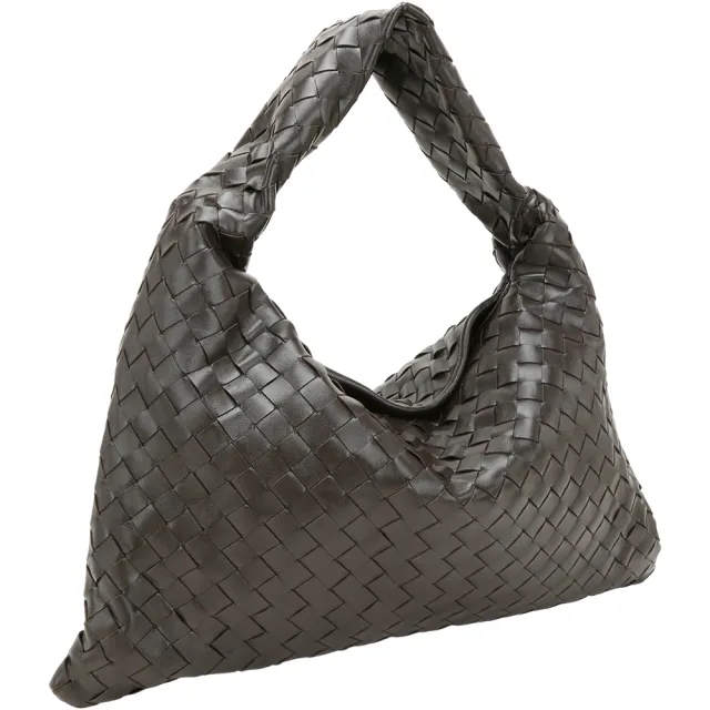 【BOTTEGA VENETA 寶緹嘉】BV 小款 Hop 小牛皮編織肩背包(巧克力棕)