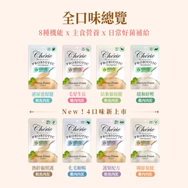 【Cherie 法麗】乳酸菌主食貓餐包系列 8種功能口味 40g X24包/1箱(貓咪主食/功能保健/餐包/乳酸菌)