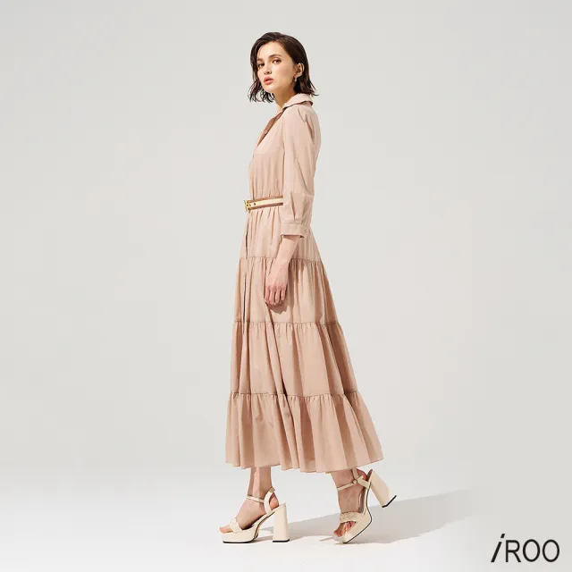 【iROO】奶油色蛋糕裙洋裝