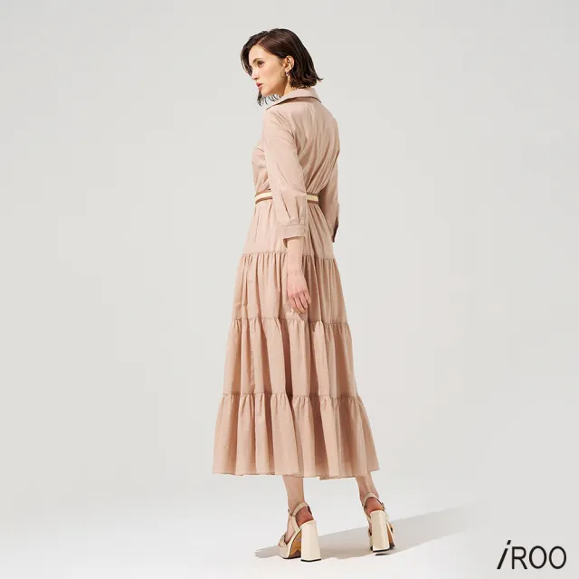 【iROO】奶油色蛋糕裙洋裝