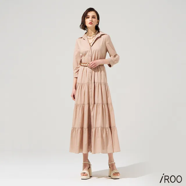 【iROO】奶油色蛋糕裙洋裝