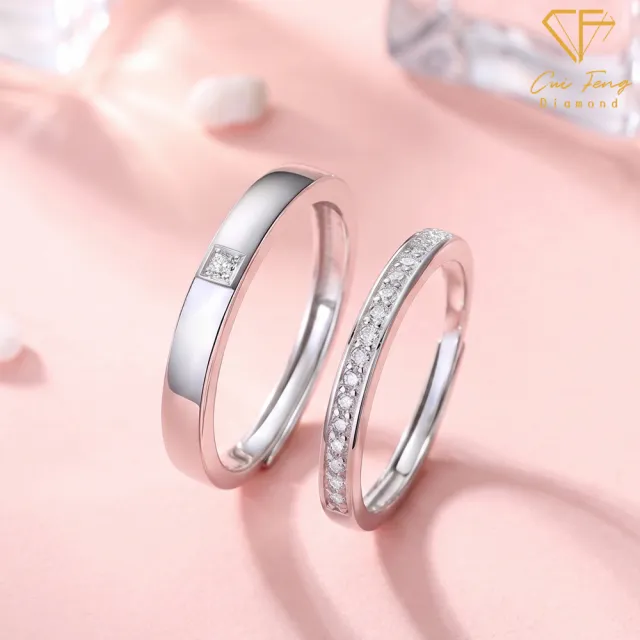 【CF Diamond】七夕情人節｜莫桑鑽情侶對戒系列 新品 (男女戒指 鑽戒 男戒 女戒 生日 禮物 送禮)