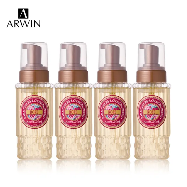 【ARWIN 雅聞】大馬士革玫瑰氨基酸淨白洗卸二用慕絲4入組(250ml)