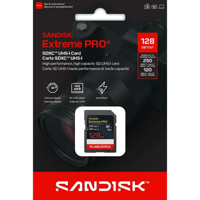 【SanDisk 晟碟】128GB 250MB/s Extreme PRO SDXC SD UHS-I V30 U3 記憶卡(平輸)