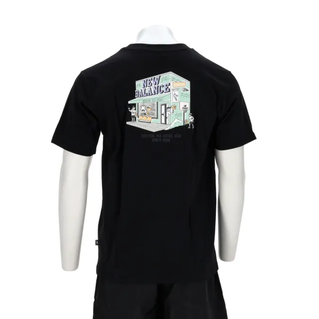 【NEW BALANCE】NBboy 男款 黑色 美規 籃球店 印花 T恤 短袖 MT6100NNBK