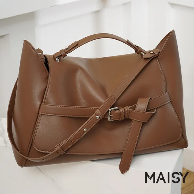 【MAISY】復古時尚啞光質感立體托特包 斜跨包 手提包(棕色)