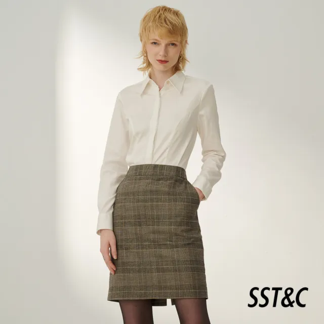 【SST&C】女裝 棕色格紋西裝裙7462310003(換季65折)