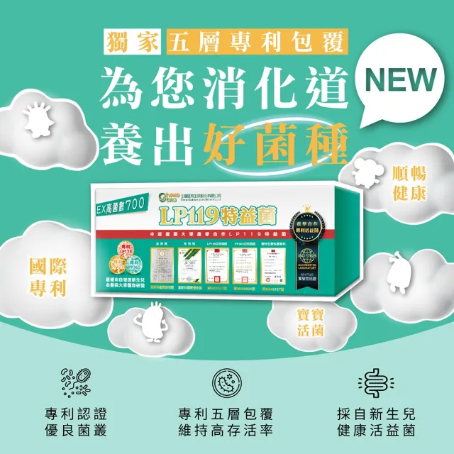 【生寶國際生技】特益菌 益生菌複方LP110+LP119高菌數 1盒 EX菌數700(30包/盒)隨貨附700EX體驗包