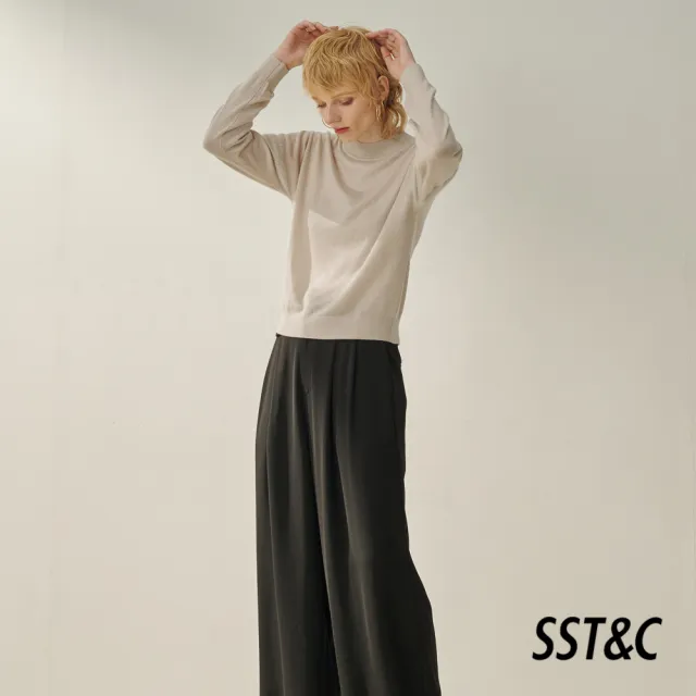 【SST&C】女裝 風鈴色微高領拼接毛絨袖針織衫8662310004(換季55折)
