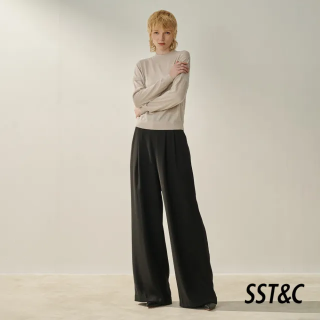 【SST&C】女裝 風鈴色微高領拼接毛絨袖針織衫8662310004(換季55折)