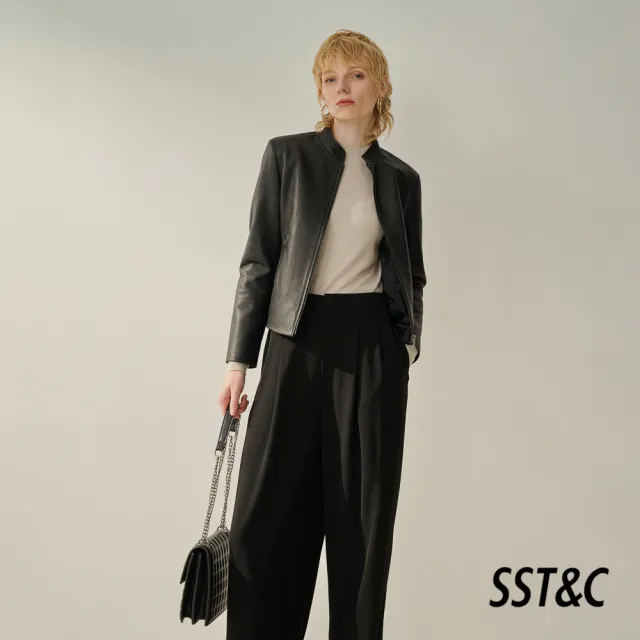 【SST&C】女裝 風鈴色微高領拼接毛絨袖針織衫8662310004(換季55折)