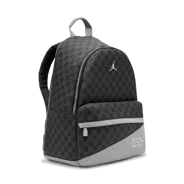 【NIKE 耐吉】後背包 Jordan Monogram 13吋筆電包 黑 滿版 皮革 JD2633007AD-002