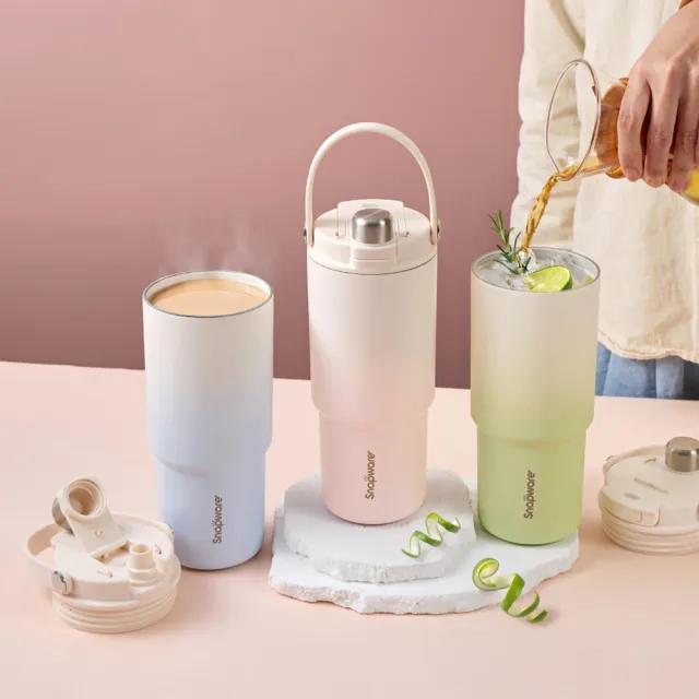【CorelleBrands 康寧餐具】SNAPWARE 鋅light輕瓷保溫保冰奶蓋杯950ml-四色任選