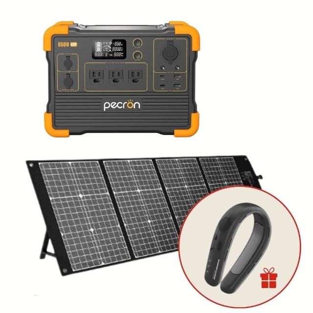 【Pecron】儲能電站E600LFP性能小鋼炮1200W+120W太陽能板組(露營儲能入門首選/安全耐用磷酸鐵鋰)