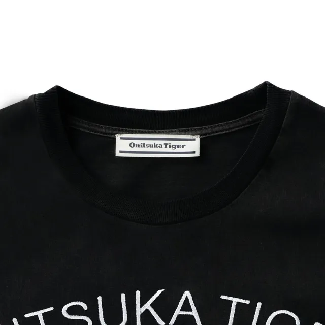 【Onitsuka Tiger】鬼塚虎 黑色雙虎刺繡短袖上衣 (2183B458-001)