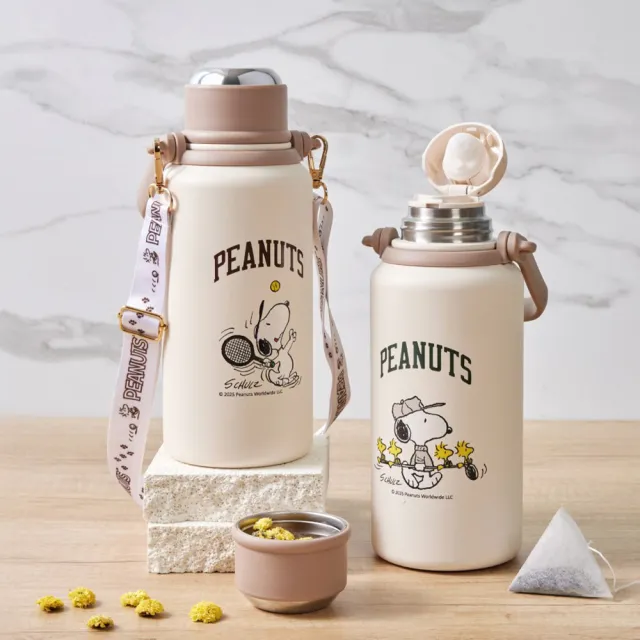 【CorelleBrands 康寧餐具】Snoopy Sport不鏽鋼保冰保溫瓶1250ml-兩款任選(高爾夫款/網球款)