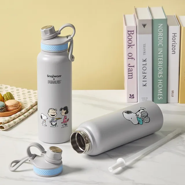 【CorelleBrands 康寧餐具】Snoopy不鏽鋼保溫保冰運動瓶1200ml(兩款任選-海灘假期/陽光早午餐)