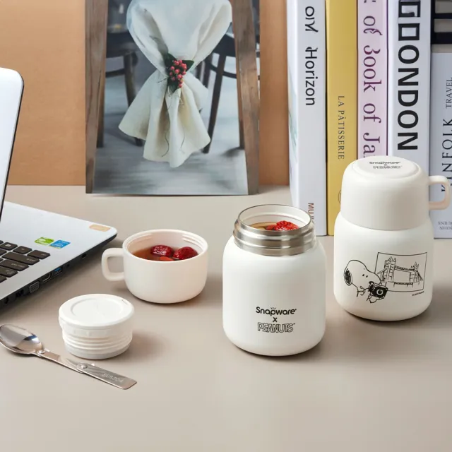 【CorelleBrands 康寧餐具】SNOOPY鋅動輕瓷不鏽鋼隨行燜燒罐580ml(兩款任選)
