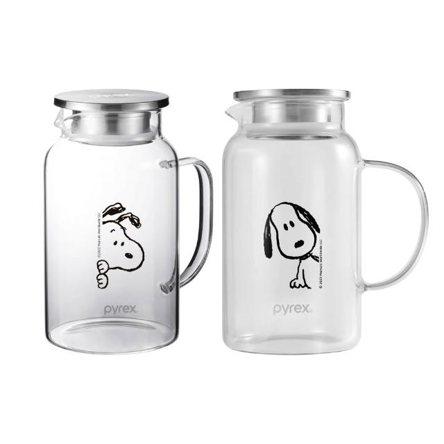 【CorelleBrands 康寧餐具】兩入組 SNOOPY黑白復刻耐熱玻璃壺1450ml
