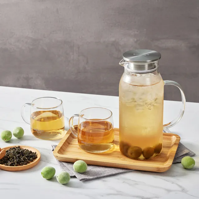 【CorelleBrands 康寧餐具】SNAPWARE耐熱玻璃水壺/冷水壺/桌上壺-款式任選(1600ml+500mlx2/1750ml+500mlx2)