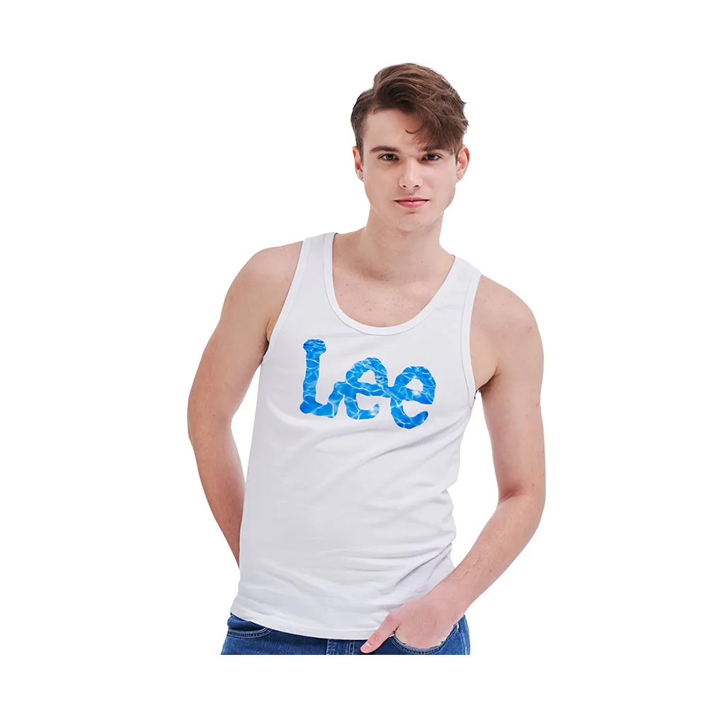 【Lee】男裝 休閒背心 / 沁涼水漾 大LOGO 經典白 標準版型(LL210132K14)