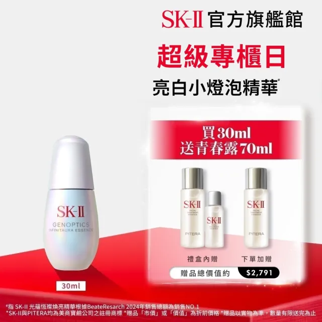 【SK-II】官方直營 光蘊恆璨煥亮精華 30ml(禮盒/小燈泡精華/亮白嫩膚精華)