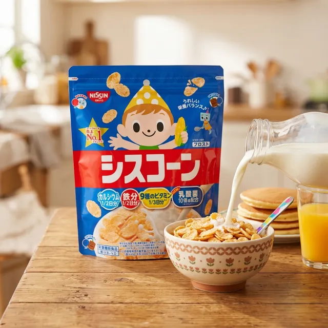 【NISSIN 日清】5包組 兒童玉米脆片(增量版230g/包) 日本進口食品 高鈣麥片 即食早餐穀片 辦公室點心