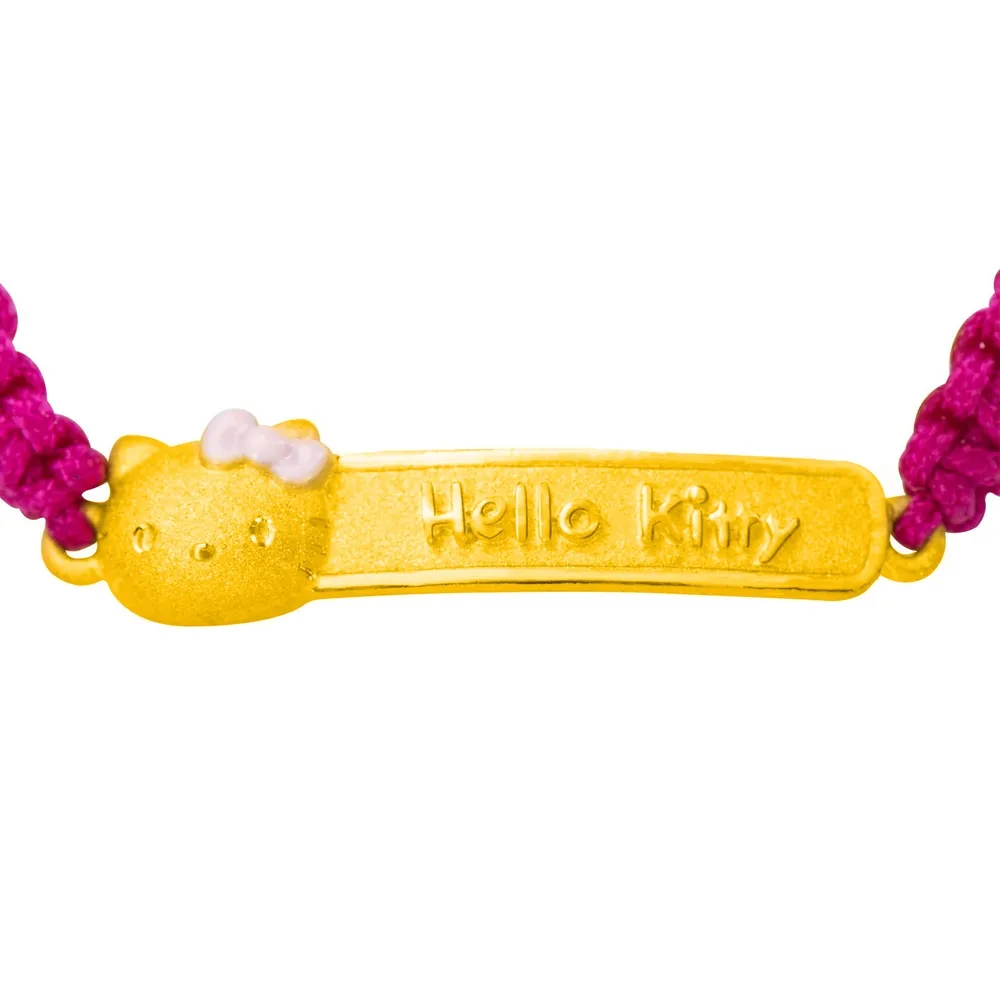 【Just Gold 鎮金店】Hello Kitty 粉紅風潮PinkHolic-粉紅金牌 黃金手繩