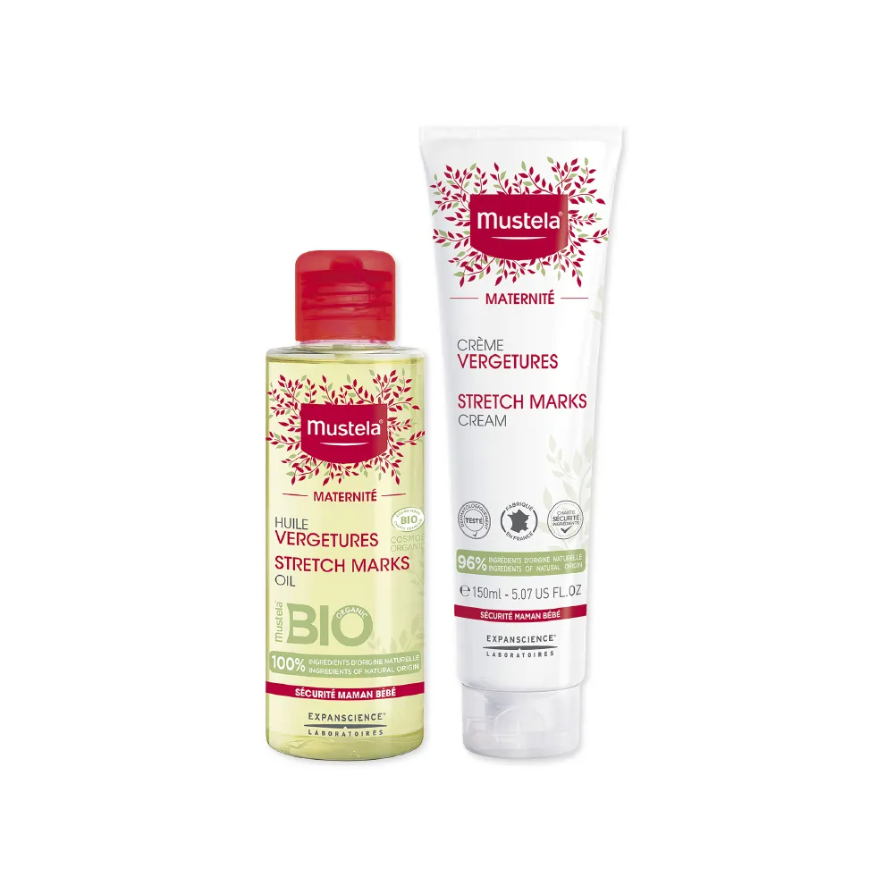 【Mustela 慕之恬廊】慕之孕 孕期油霜組(孕膚霜150ml+孕膚油105ml)