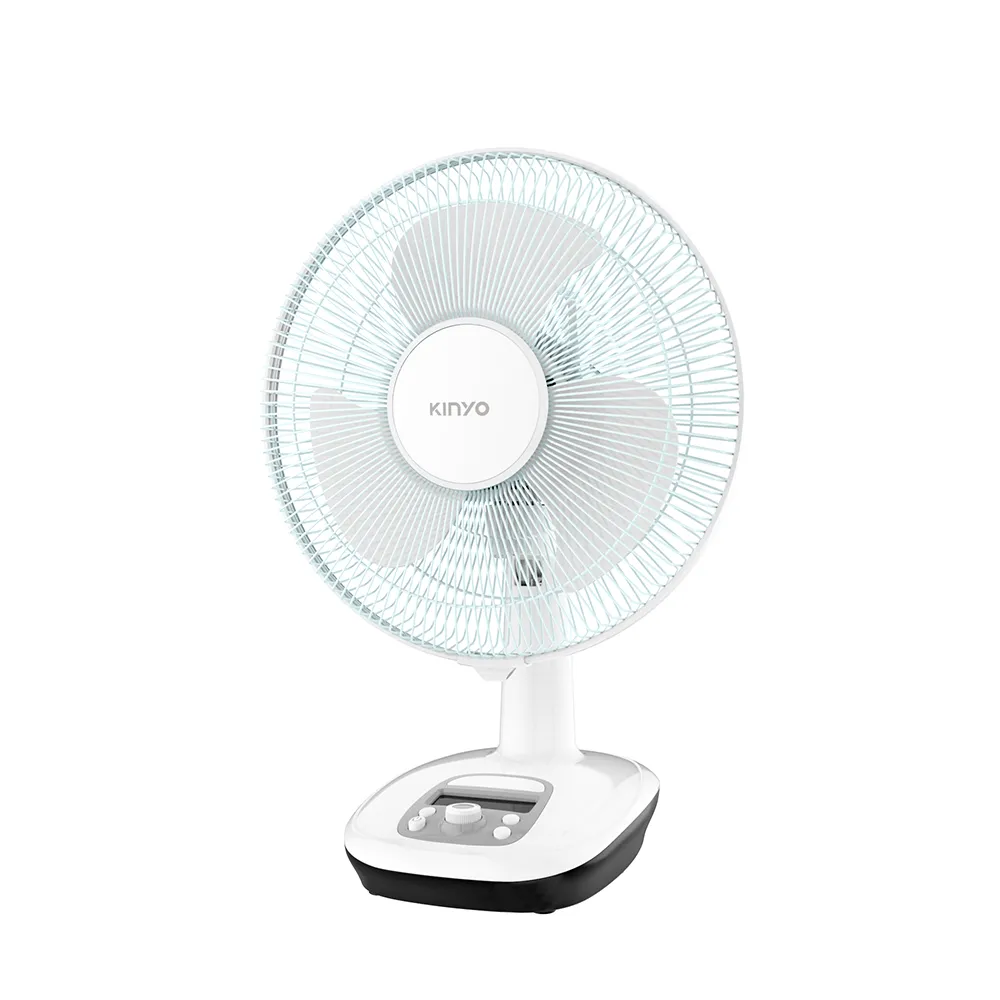 【KINYO】12吋充插二用充電風扇/露營扇 戶外/停電應急必備 小夜燈LED照明 (CF-1205)