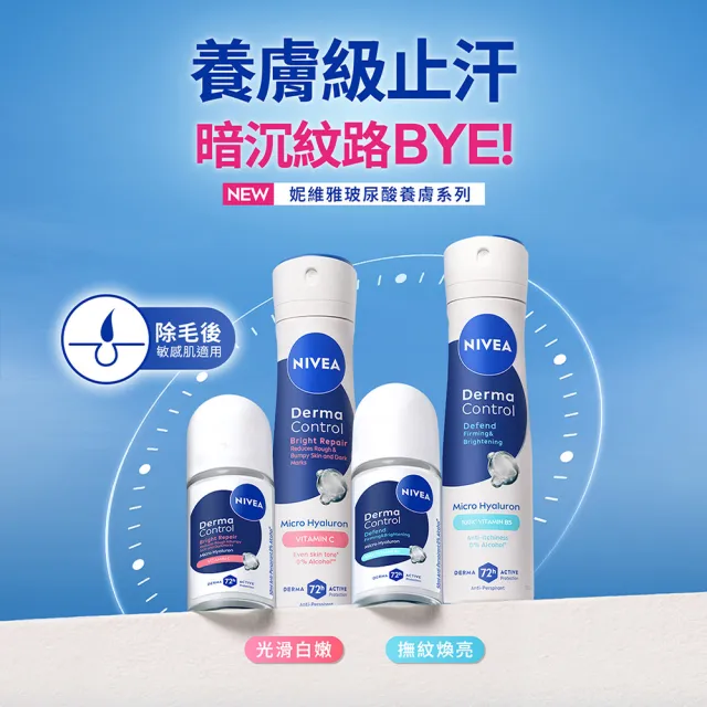 【NIVEA 妮維雅】新品上市★玻尿酸養膚止汗系列乳液50ml/噴霧150mlx2入(體香膏/腋下美白)