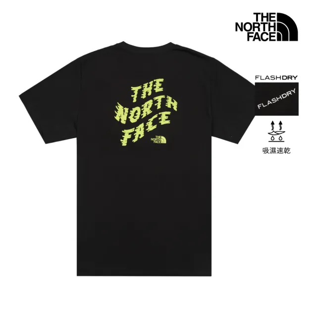 【The North Face】北面男款黑色FLASHDRY速乾短袖T恤|8G7UJK3 排汗衫