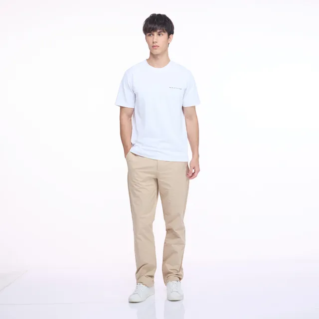 【NAUTICA】Nautica 官方旗艦 男裝 蠶絲極簡時尚品牌LOGO短袖T恤(白色)
