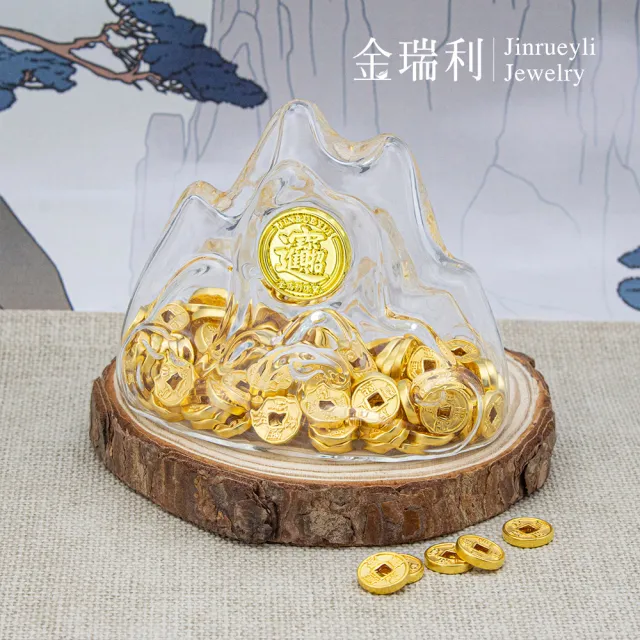 【金瑞利】黃金擺件許願瓶0.18錢±1厘(金山聚財古錢幣許願瓶)