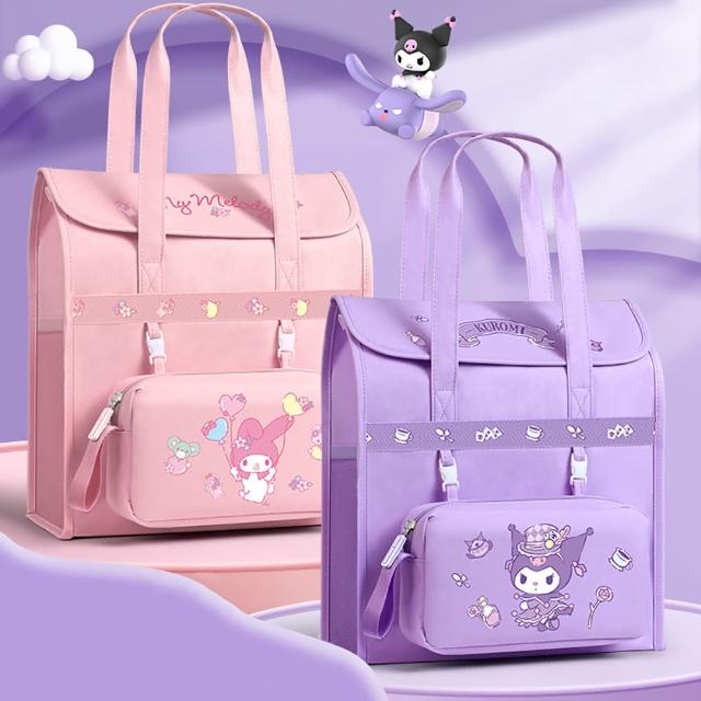 【SANRIO 三麗鷗】附可拆式筆袋直式多隔層加厚內襯手提袋補習袋(平輸品)