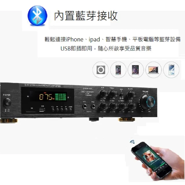 110V擴大機 立體聲5.1聲道 藍芽/FM收音機/USB/AUX/遙控/卡拉OK家庭劇院擴大機音響