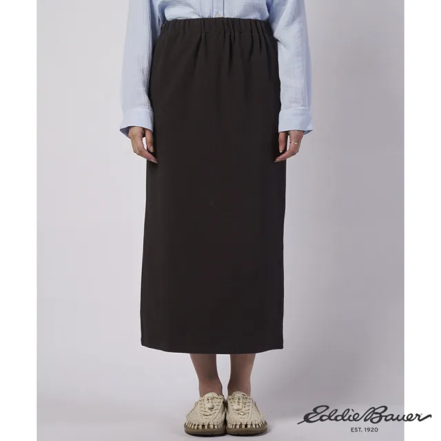 【Eddie Bauer】JAPAN EDITION 女性螺紋窄版長裙 黑色 E-5SKA-1811