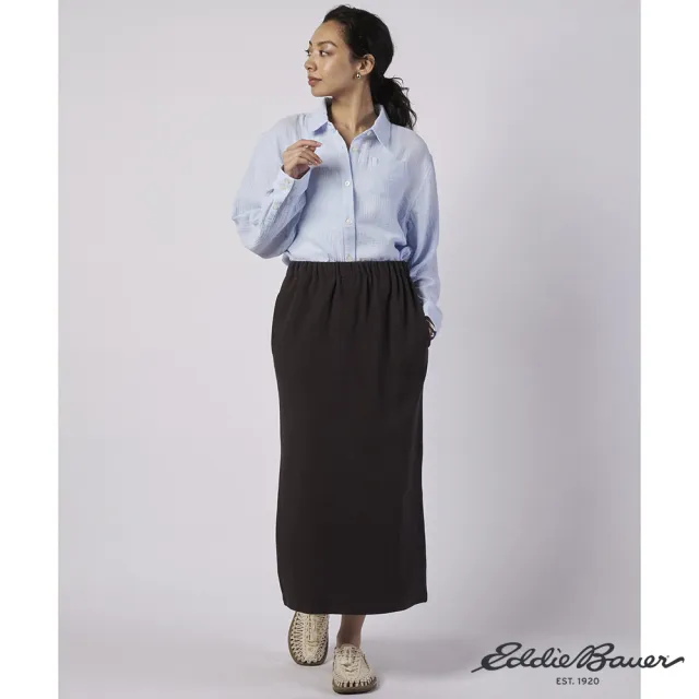 【Eddie Bauer】JAPAN EDITION 女性螺紋窄版長裙 黑色 E-5SKA-1811
