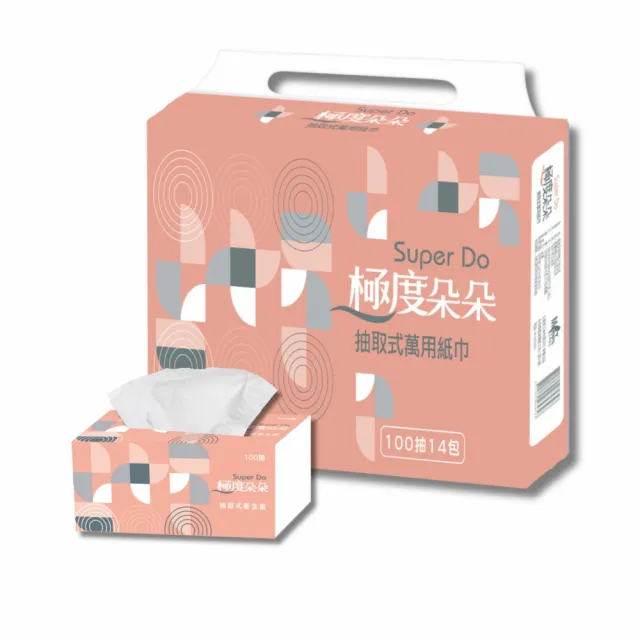 【Super Do 極度朵朵】抽取式花紋萬用紙巾100抽14包/串