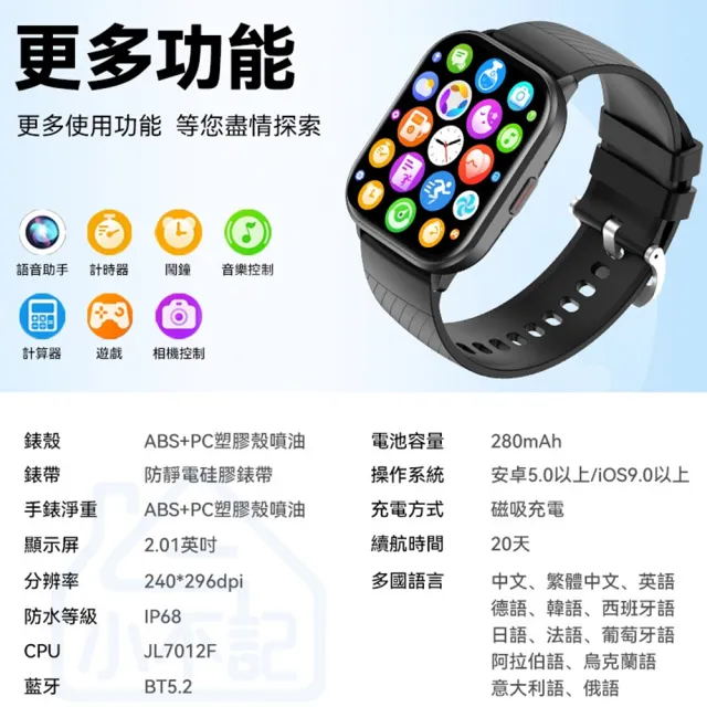 【小不記】多功能智慧型通話手錶(運動監測 即時通話 智慧手環 藍牙手錶 電子手錶 智能手錶)