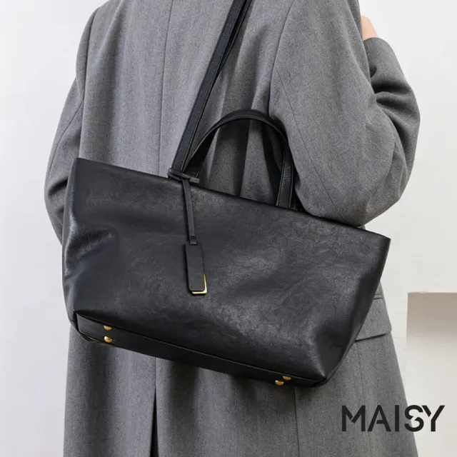【MAISY】復古時尚啞光大容量質感單肩包 手提包 腋下包(酒紅色 / 椰棕色 / 黑色)