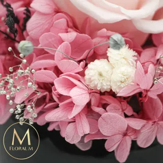 【Floral M】夏日浪漫粉色微醺永生花禮贈香氛油(乾燥花/永生花/情人節花禮/生日禮物/開幕花禮/居家擺飾)