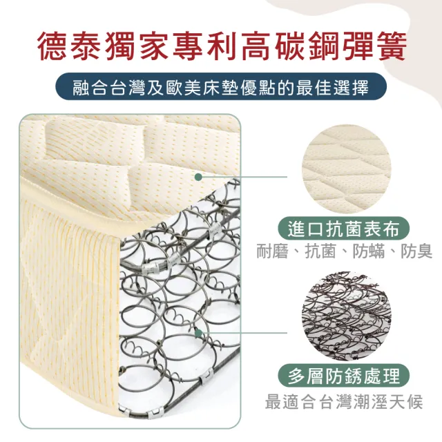 【德泰】歐蒂斯系列 連結式硬式620 彈簧床墊-特大7尺(送保潔墊)