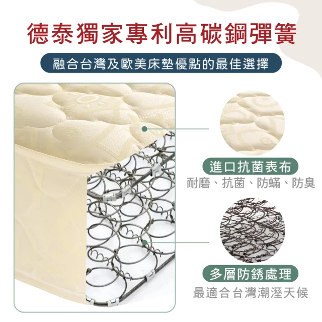 【德泰】歐蒂斯系列 優活 連結式硬式彈簧床墊-雙人5尺