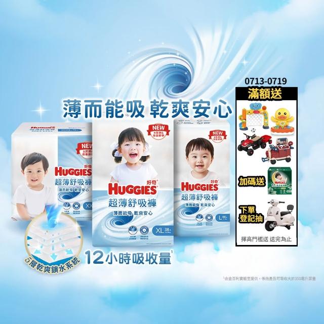 【HUGGIES 好奇】超薄舒吸褲/褲型尿布/褲型紙尿褲 L-XXL(紙尿褲/尿布/箱)