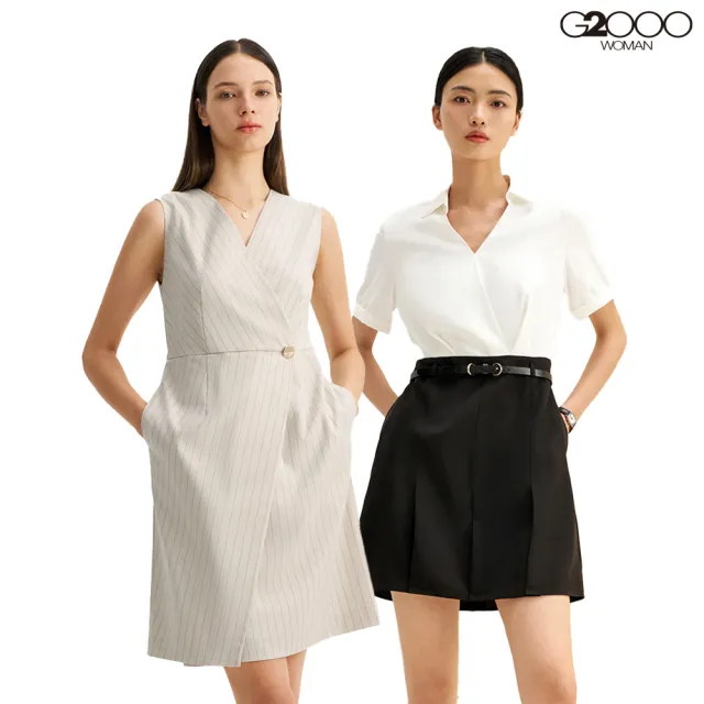 【G2000】女款 V領/襯衫時尚洋裝 假兩件式洋裝/連身洋裝/合身洋裝 (3款可選)