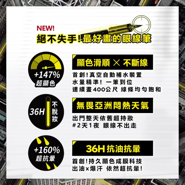 【MAYBELLINE 媚比琳】36H極限持久激細抗暈眼線液0.4g(眼線液筆)